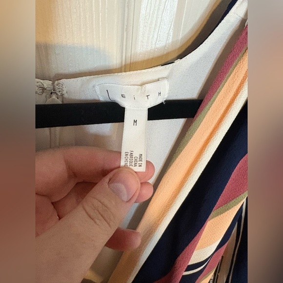 NWT Leith Deep V-Neck Stripe Midi Dress | Size Medium | Nordstrom Exclusive - Picture 6 of 13